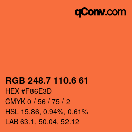 カラーコード: RGB 248.7 110.6 61 | qconv.com