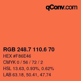 カラーコード: RGB 248.7 110.6 70 | qconv.com