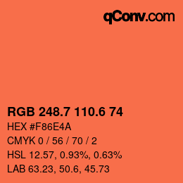 カラーコード: RGB 248.7 110.6 74 | qconv.com