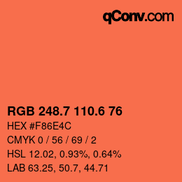 カラーコード: RGB 248.7 110.6 76 | qconv.com