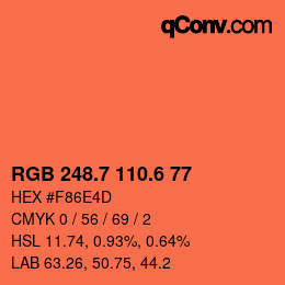 カラーコード: RGB 248.7 110.6 77 | qconv.com