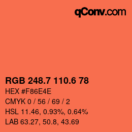 カラーコード: RGB 248.7 110.6 78 | qconv.com