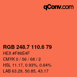 カラーコード: RGB 248.7 110.6 79 | qconv.com