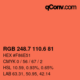 カラーコード: RGB 248.7 110.6 81 | qconv.com