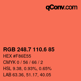 カラーコード: RGB 248.7 110.6 85 | qconv.com