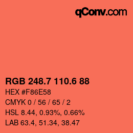 カラーコード: RGB 248.7 110.6 88 | qconv.com