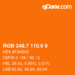 カラーコード: RGB 248.7 110.6 9 | qconv.com