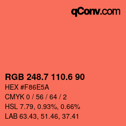 カラーコード: RGB 248.7 110.6 90 | qconv.com