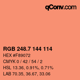 カラーコード: RGB 248.7 144 114 | qconv.com