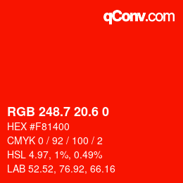 カラーコード: RGB 248.7 20.6 0 | qconv.com