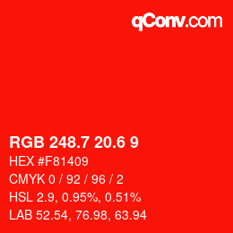 カラーコード: RGB 248.7 20.6 9 | qconv.com
