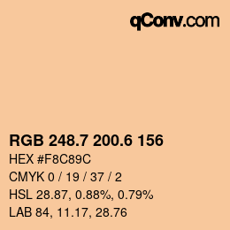 カラーコード: RGB 248.7 200.6 156 | qconv.com