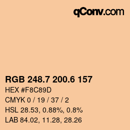 カラーコード: RGB 248.7 200.6 157 | qconv.com
