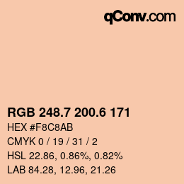 カラーコード: RGB 248.7 200.6 171 | qconv.com