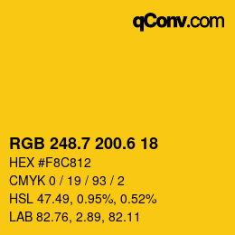 カラーコード: RGB 248.7 200.6 18 | qconv.com