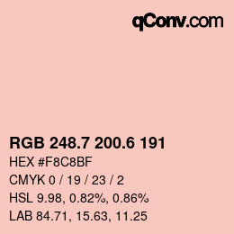 カラーコード: RGB 248.7 200.6 191 | qconv.com