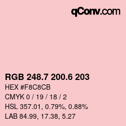 カラーコード: RGB 248.7 200.6 203 | qconv.com