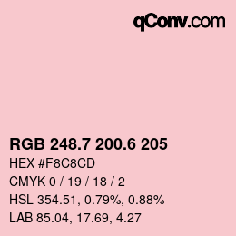 カラーコード: RGB 248.7 200.6 205 | qconv.com