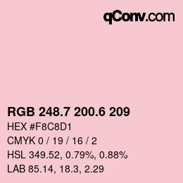 カラーコード: RGB 248.7 200.6 209 | qconv.com