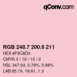 カラーコード: RGB 248.7 200.6 211 | qconv.com