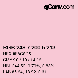 カラーコード: RGB 248.7 200.6 213 | qconv.com