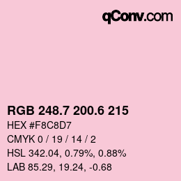 カラーコード: RGB 248.7 200.6 215 | qconv.com