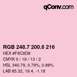 カラーコード: RGB 248.7 200.6 216 | qconv.com