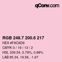 カラーコード: RGB 248.7 200.6 217 | qconv.com