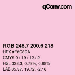 カラーコード: RGB 248.7 200.6 218 | qconv.com