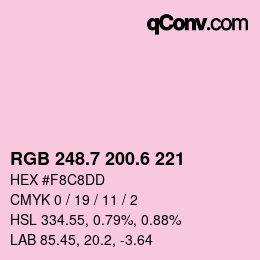 カラーコード: RGB 248.7 200.6 221 | qconv.com