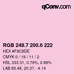 カラーコード: RGB 248.7 200.6 222 | qconv.com