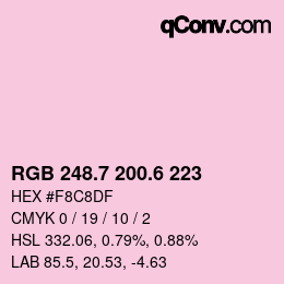 カラーコード: RGB 248.7 200.6 223 | qconv.com