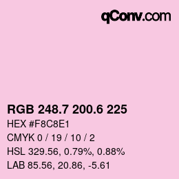 カラーコード: RGB 248.7 200.6 225 | qconv.com