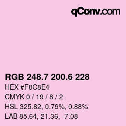 カラーコード: RGB 248.7 200.6 228 | qconv.com