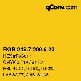 カラーコード: RGB 248.7 200.6 23 | qconv.com
