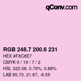 カラーコード: RGB 248.7 200.6 231 | qconv.com