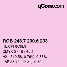 カラーコード: RGB 248.7 200.6 233 | qconv.com