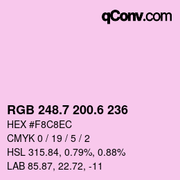 カラーコード: RGB 248.7 200.6 236 | qconv.com