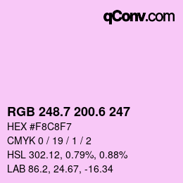 カラーコード: RGB 248.7 200.6 247 | qconv.com