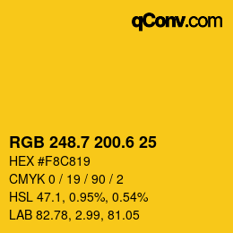 カラーコード: RGB 248.7 200.6 25 | qconv.com