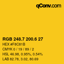 カラーコード: RGB 248.7 200.6 27 | qconv.com