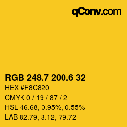 カラーコード: RGB 248.7 200.6 32 | qconv.com