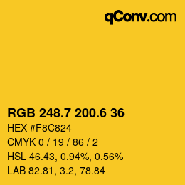 カラーコード: RGB 248.7 200.6 36 | qconv.com