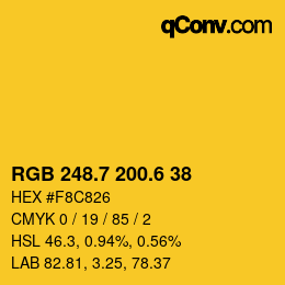 カラーコード: RGB 248.7 200.6 38 | qconv.com