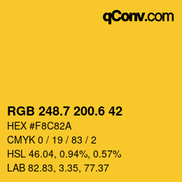 カラーコード: RGB 248.7 200.6 42 | qconv.com