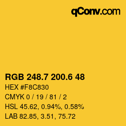 カラーコード: RGB 248.7 200.6 48 | qconv.com