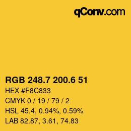 カラーコード: RGB 248.7 200.6 51 | qconv.com
