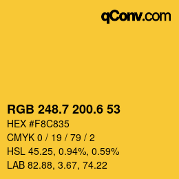 カラーコード: RGB 248.7 200.6 53 | qconv.com