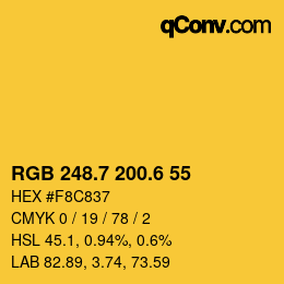 カラーコード: RGB 248.7 200.6 55 | qconv.com