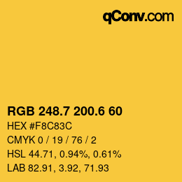カラーコード: RGB 248.7 200.6 60 | qconv.com